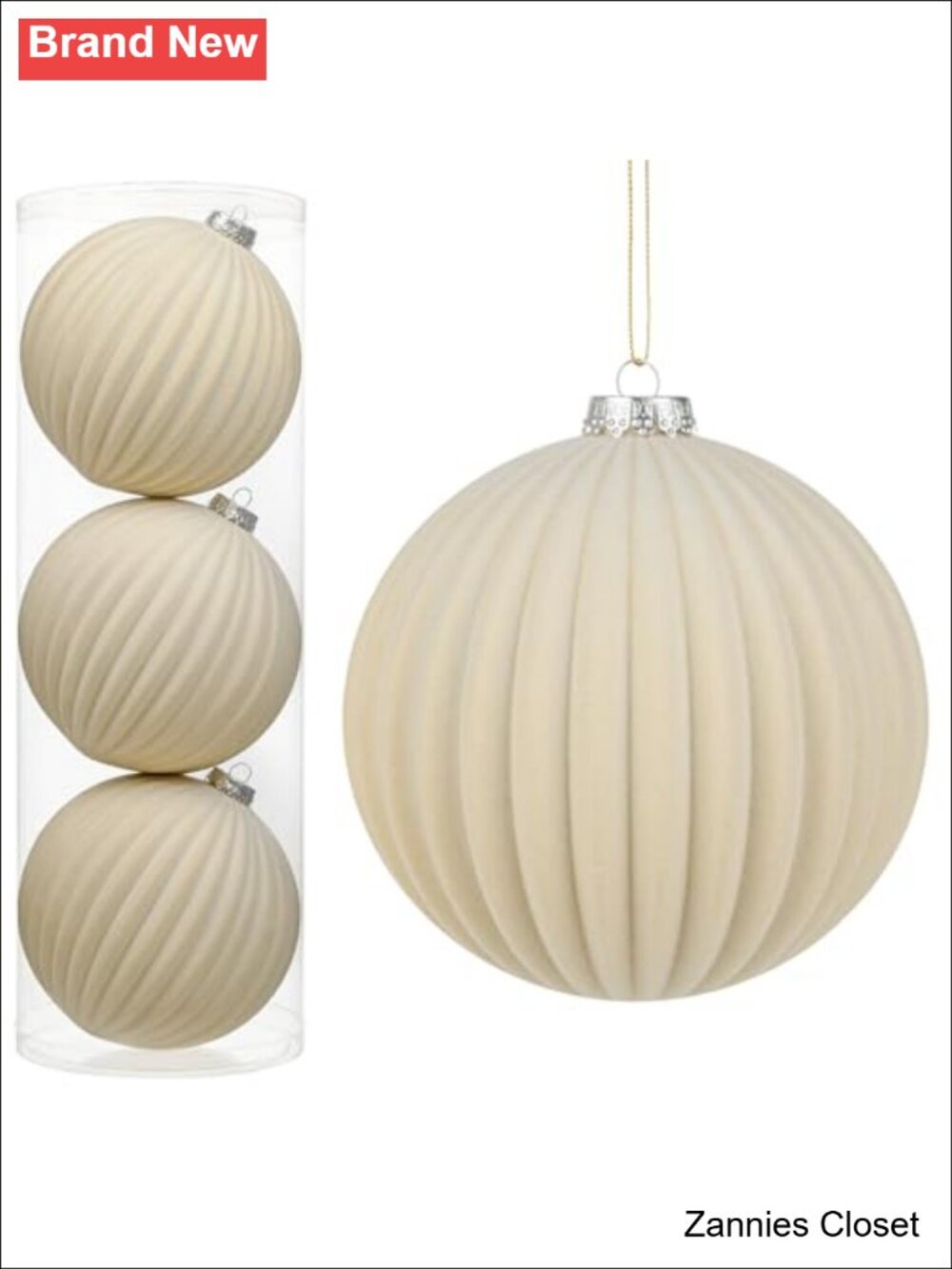 🎄 6" Extra Large Velvet Christmas Ball Ornaments Set of 3 Oversized Flocked